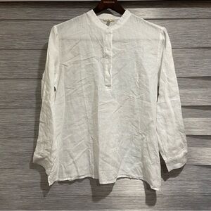 Eileen Fisher 100% organic linen button up blouse top size L